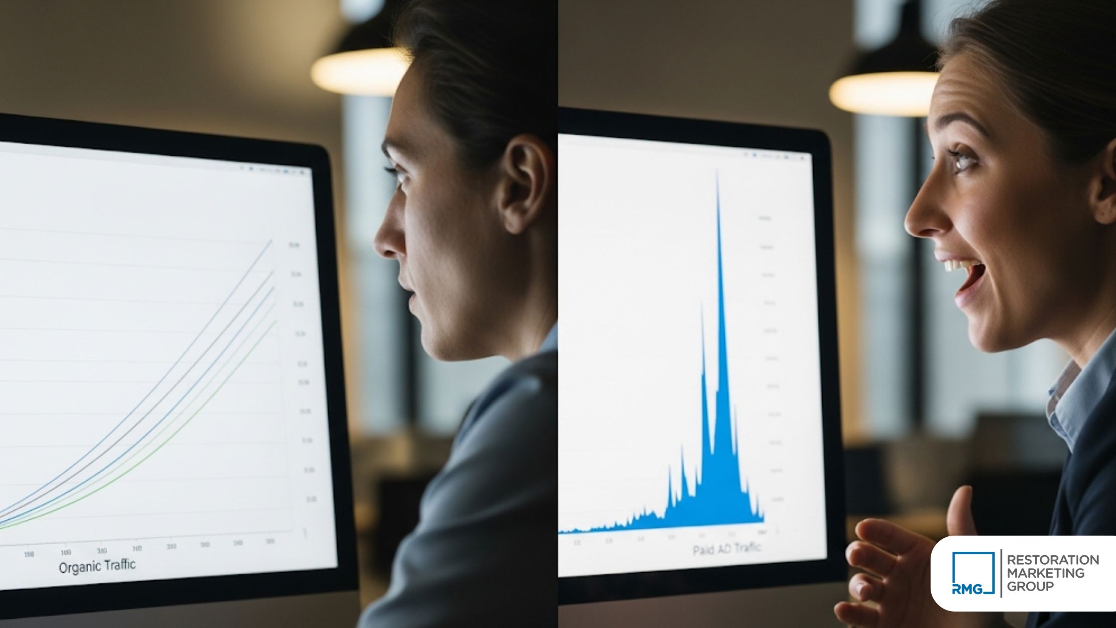 What role does organic traffic vs paid ads play in a restoration company’s lead generation strategy?